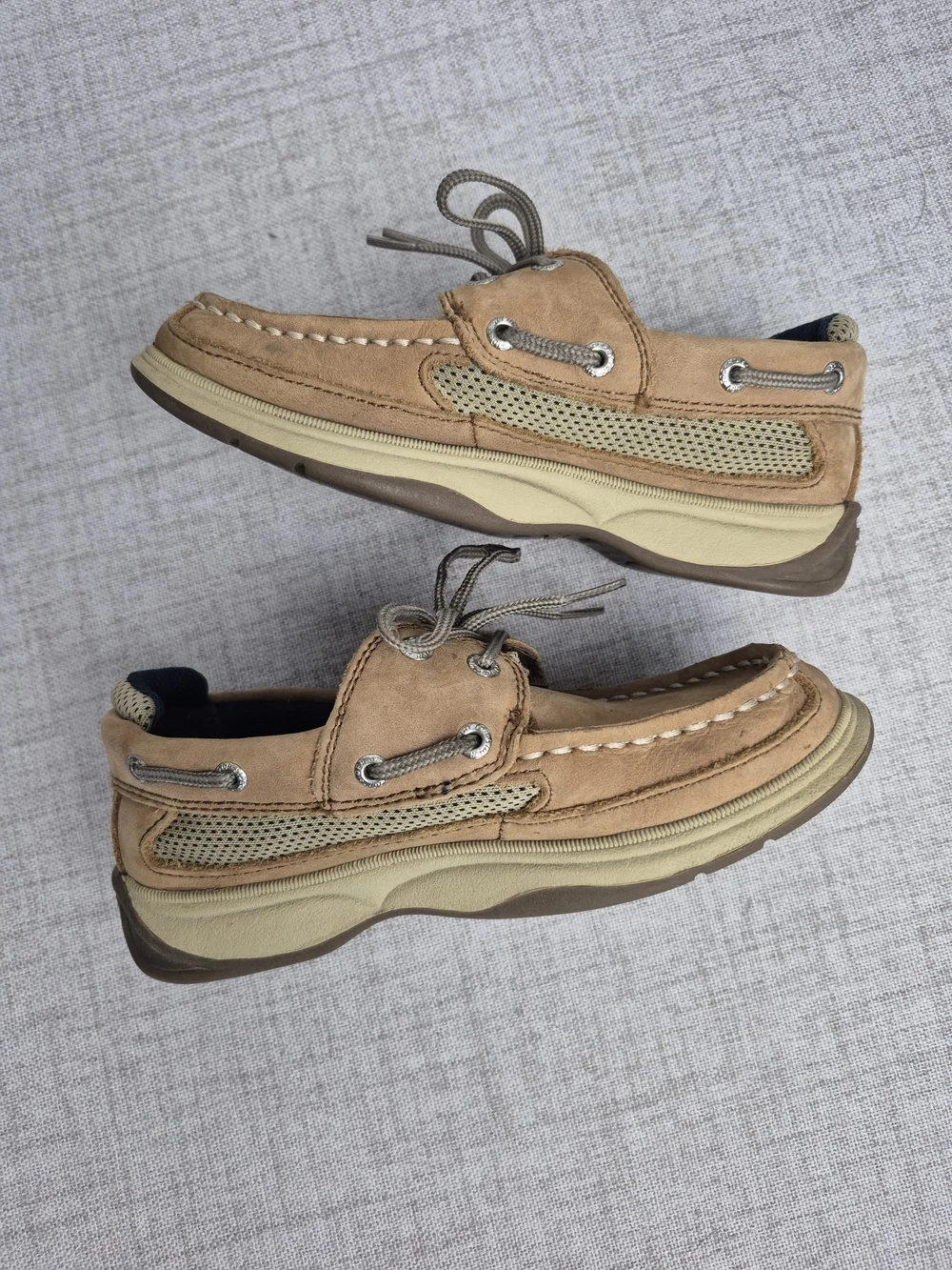 Sperry Top-Sider Little Kids Lanyard A/C Leather Boat Shoes Tan Brown Size 12